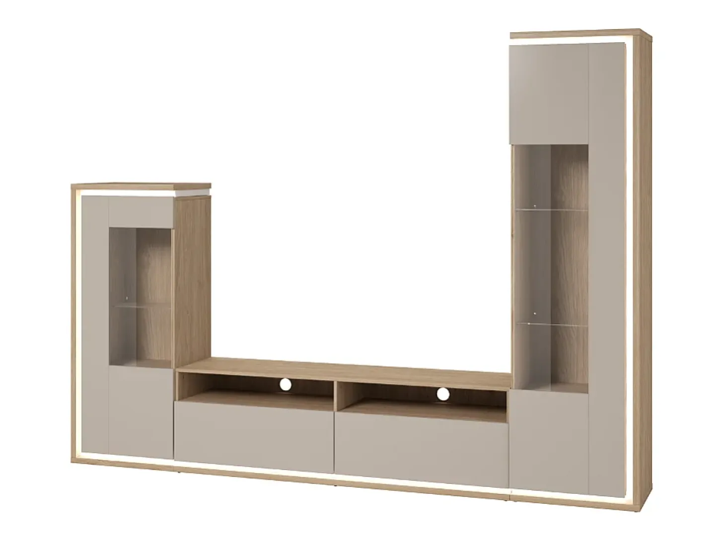 Composição para TV AMBIHOME BARIOS - Caxemira/Carvalho, c/iluminação LED