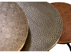 Conjunto de 3 baixos de mesa em bronze