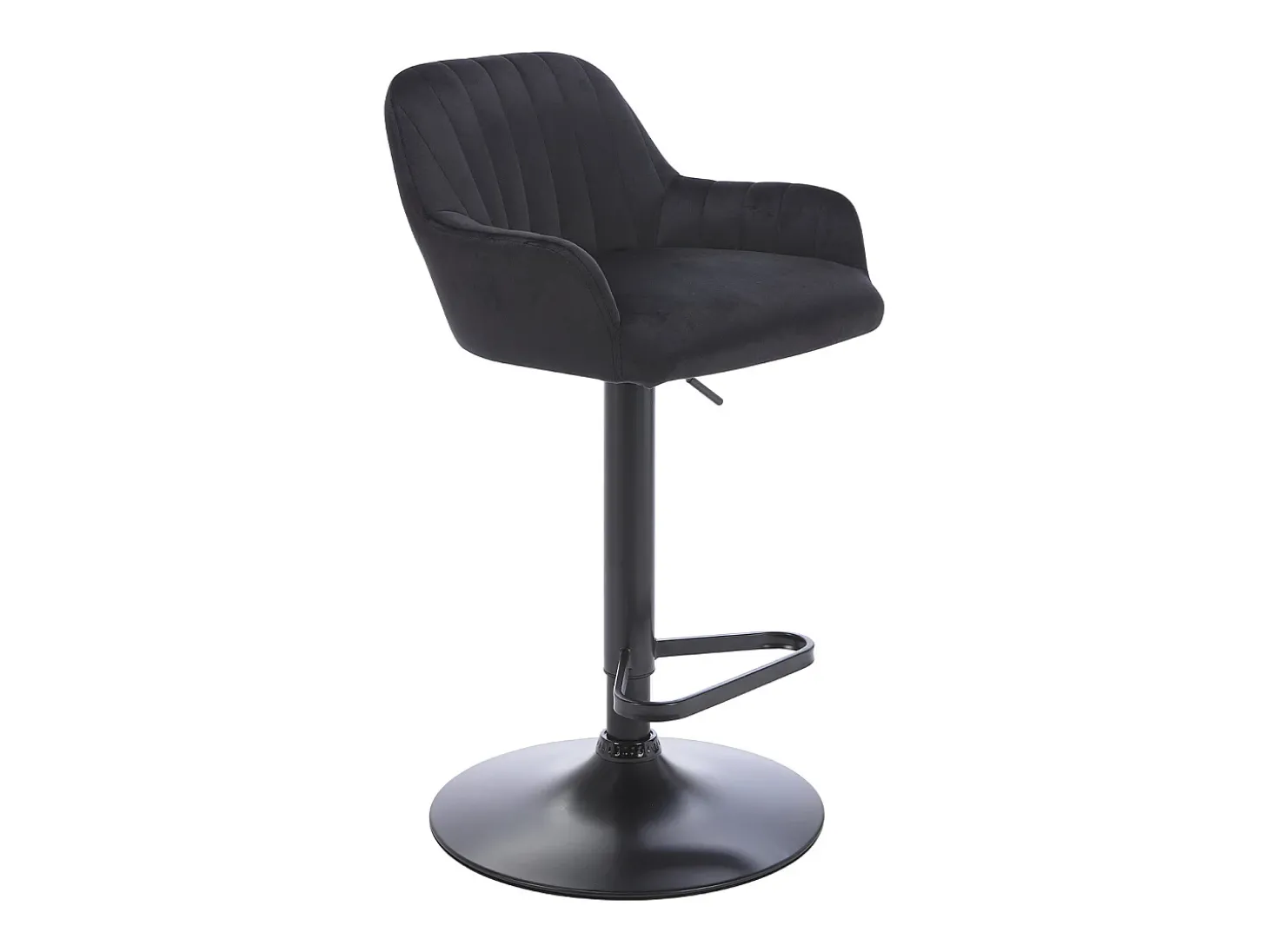 Conjunto de 2 bancos altos veludo e metal, altura ajustável, preto - ELEANA