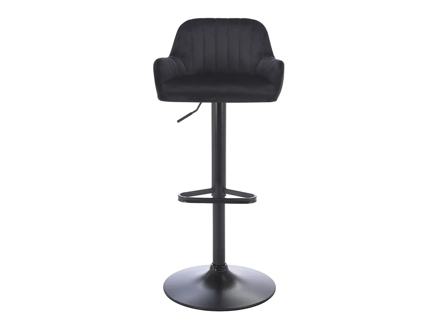 Conjunto de 2 bancos altos veludo e metal, altura ajustável, preto - ELEANA