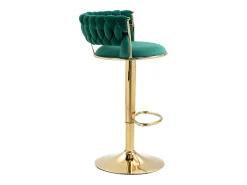 Conjunto de 2 bancos altos giratórios 360° - 54 x 46 x 78/97 - altura ajustável com encosto - veludo - verde