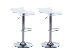 Conjunto de 2 bancos altos OLIVIER - Acrílico transparente