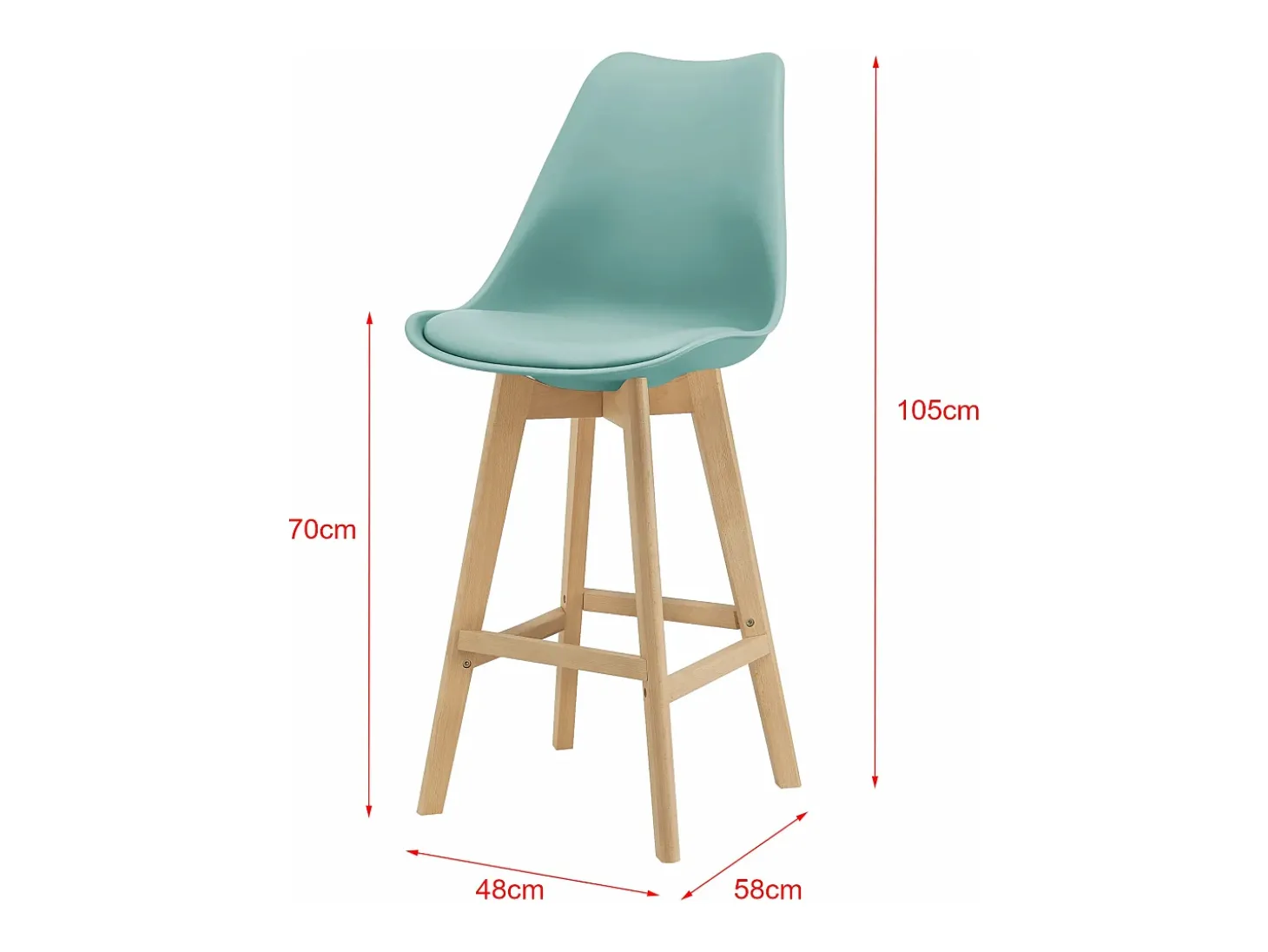 Conjunto de 4 bancos altos de plástico sintético em faia 105x48x58 cm verde 03_0008719