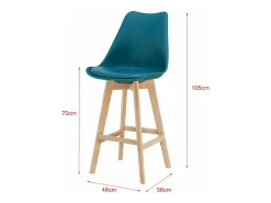 Conjunto de 6 bancos altos de plástico sintético em faia 105x48x58 cm turquesa 03_0008730