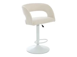 Conjunto de 2 bancos altos em tecido e metal branco, altura regulável cor creme - LAJUNIA