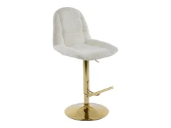 Conjunto de 2 bancos altos em tecido bouclé e metal dourado branco - LOLY