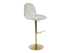 Conjunto de 2 bancos altos em tecido bouclé e metal dourado branco - LOLY