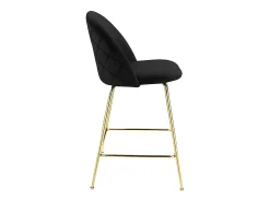 Conjunto de 2 bancos altos - Veludo e metal dourado - Preto - MELBOURNE