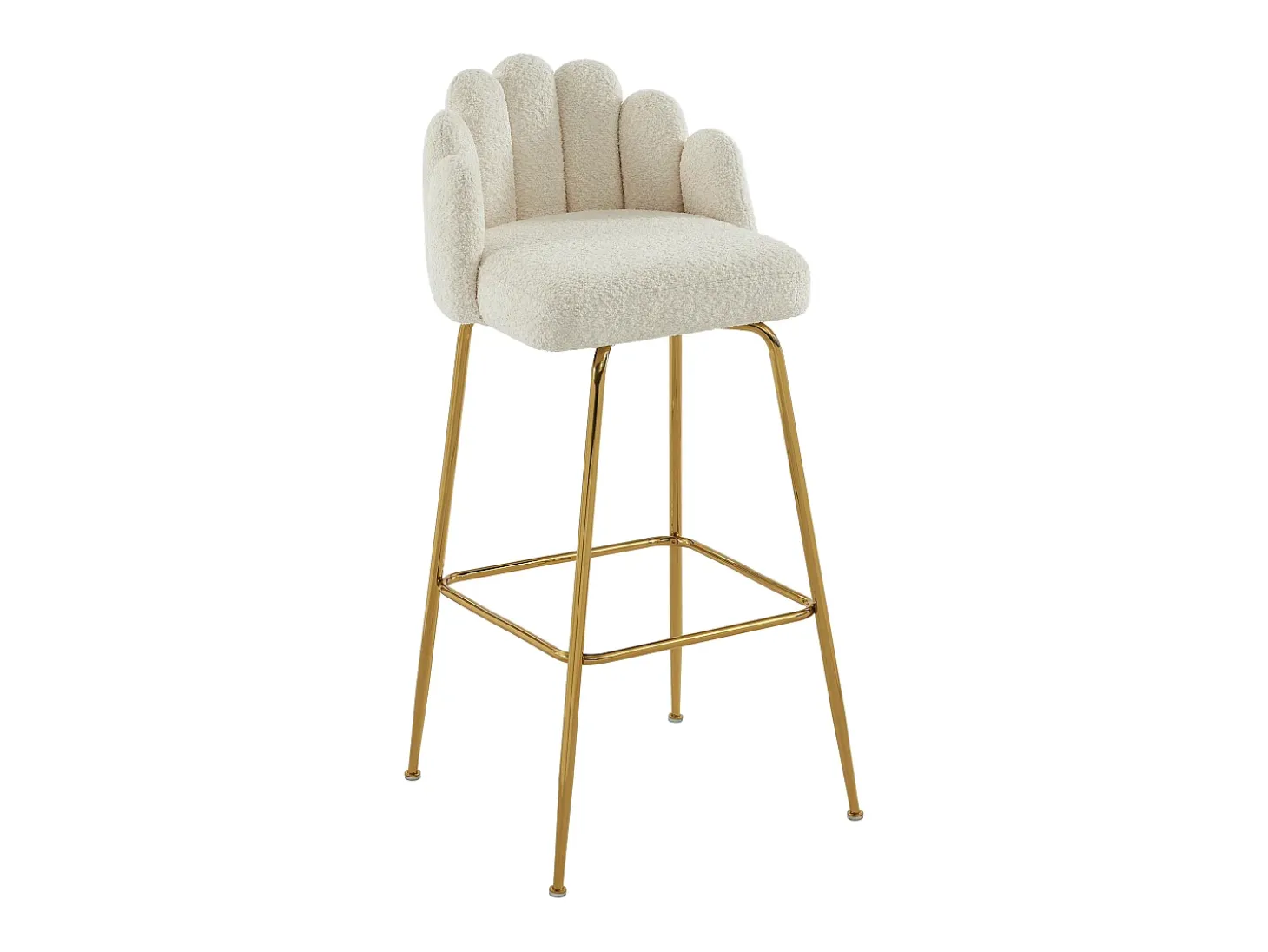 Conjunto de 2 bancos altos tecido bouclé e metal dourado, cor creme - ALTINAM