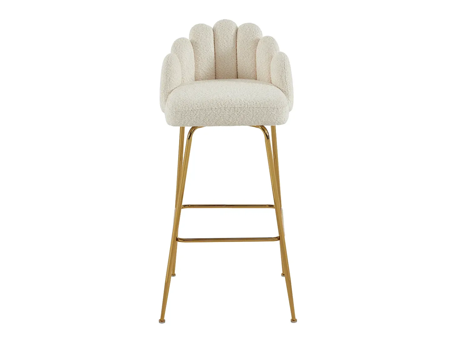 Conjunto de 2 bancos altos tecido bouclé e metal dourado, cor creme - ALTINAM