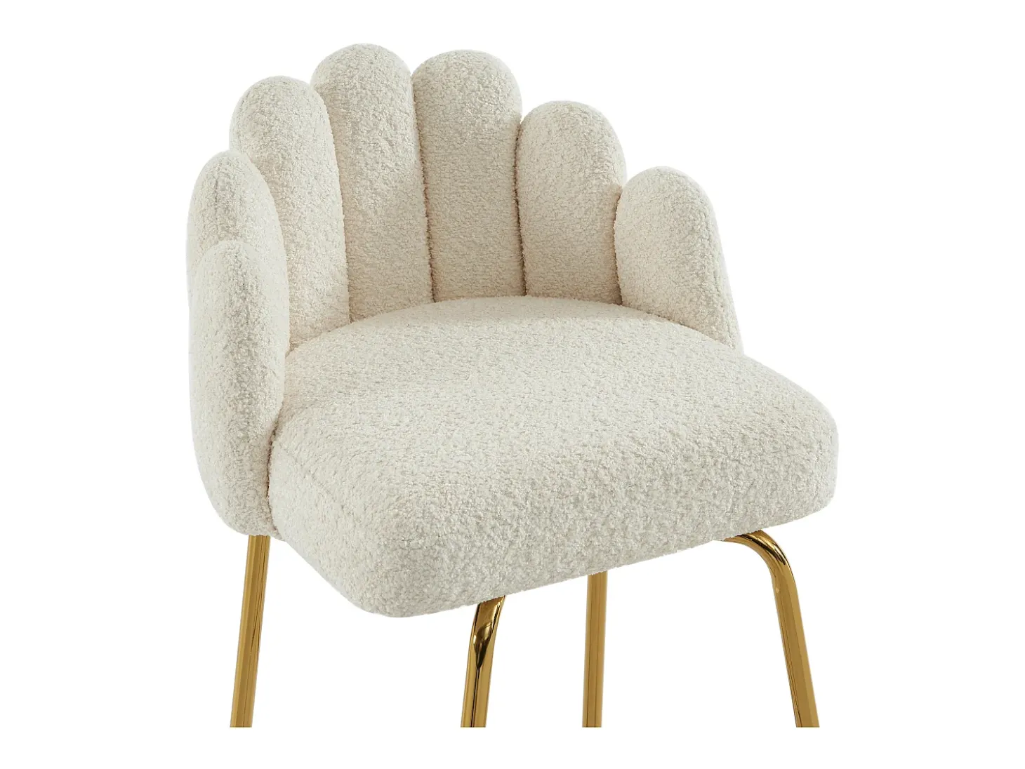 Conjunto de 2 bancos altos tecido bouclé e metal dourado, cor creme - ALTINAM