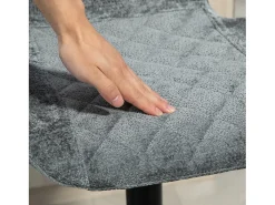 Conjunto de 2 bancos altos, reguláveis em altura e giratórios, estofados com encosto, aspecto chenille, apoio para os pés, estrutura de aço, cinza escuro
