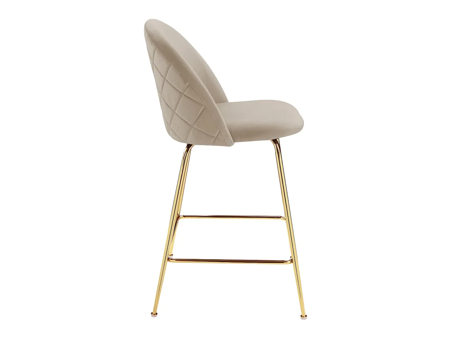 Conjunto de 2 bancos altos - Veludo e metal dourado - Bege - MELBOURNE