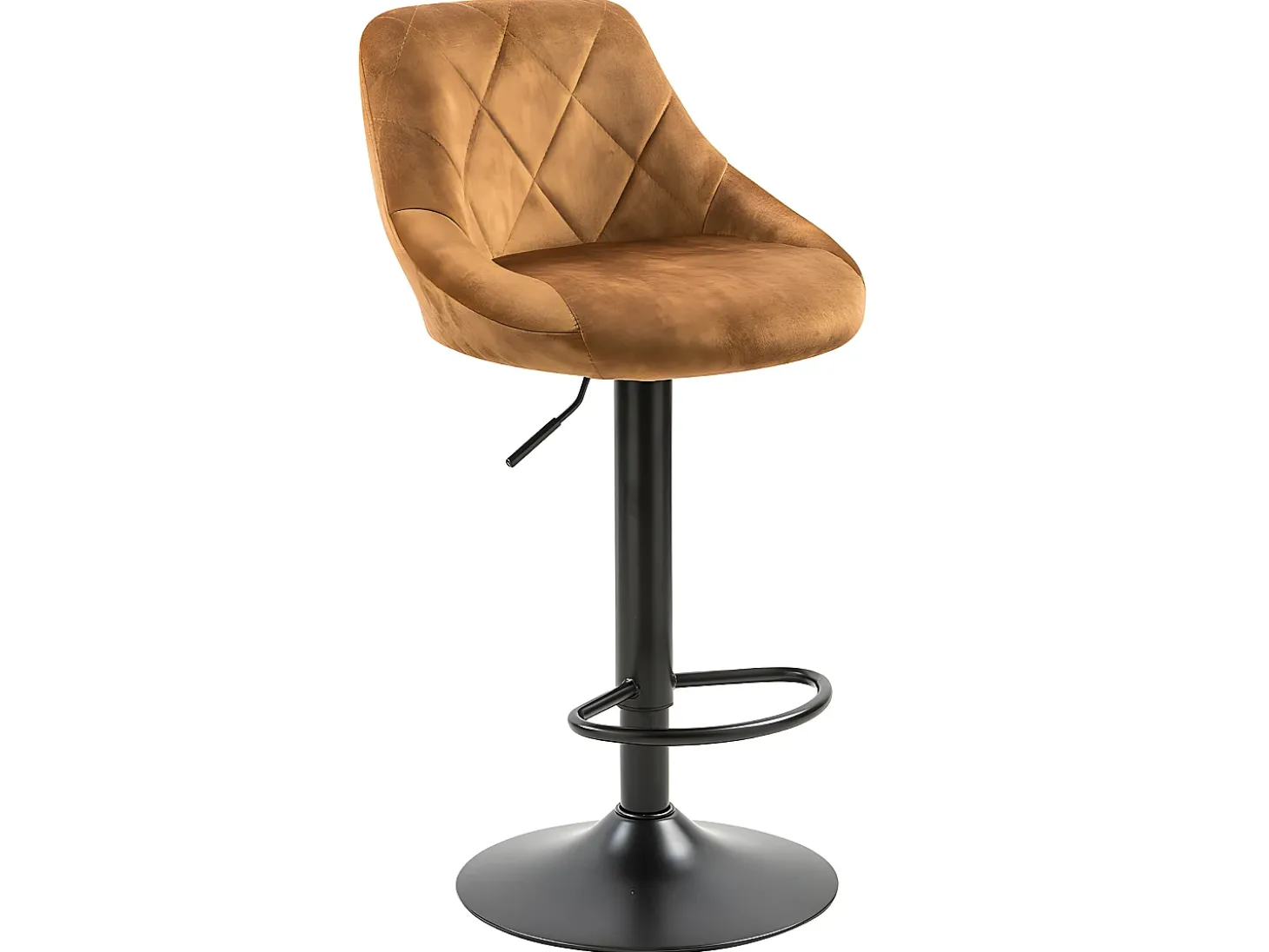 Conjunto de 2 bancos de bar, altura ajustável - tecido e metal - amarelo escuro - TRACER