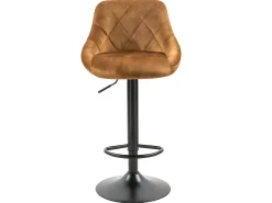 Conjunto de 2 bancos de bar, altura ajustável - tecido e metal - amarelo escuro - TRACER