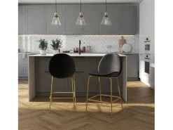Conjunto de 2 bancos de bar estofados em PU preto