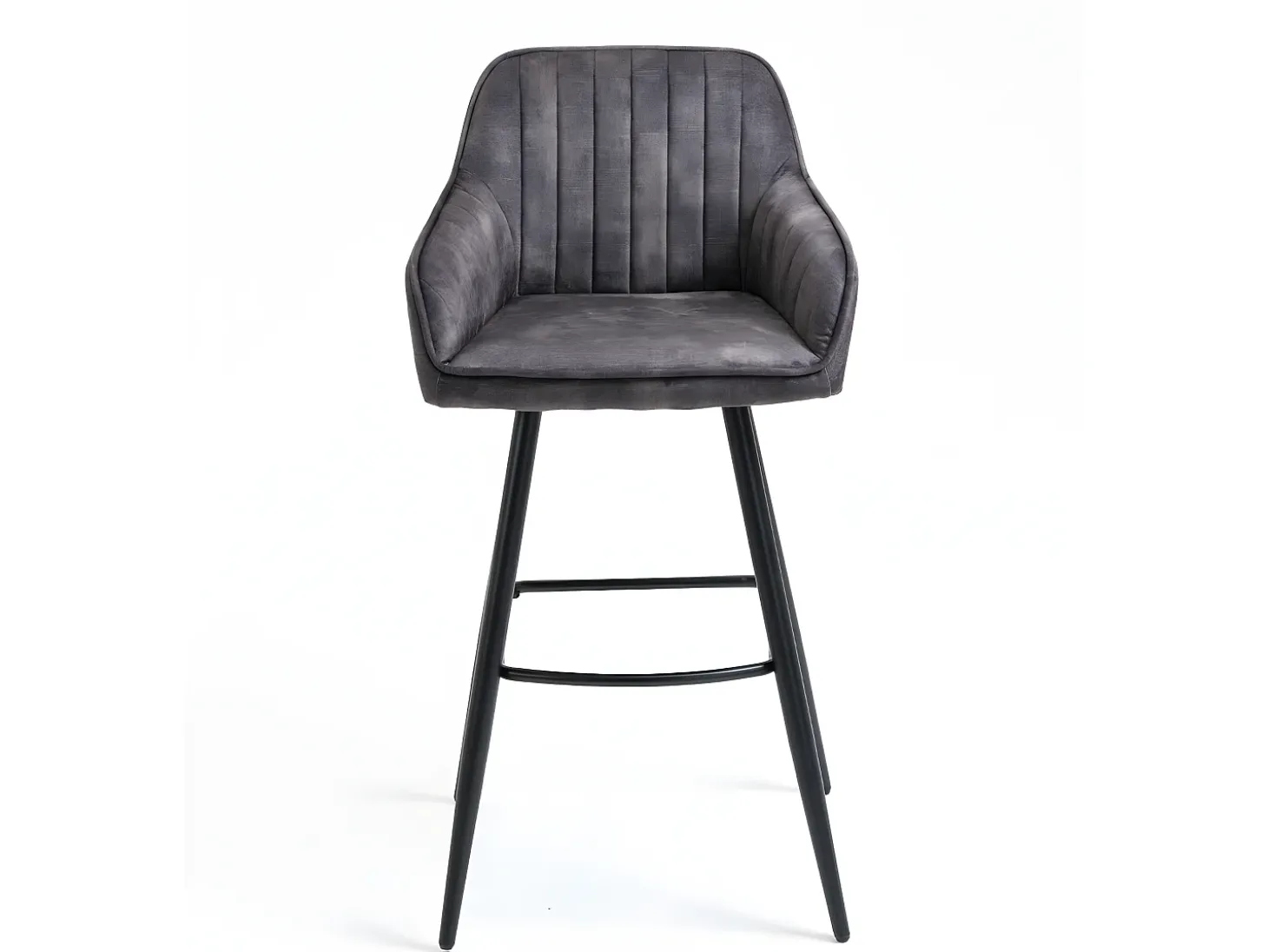 Conjunto de 2 bancos de bar - tecido e metal - antracite - BOND