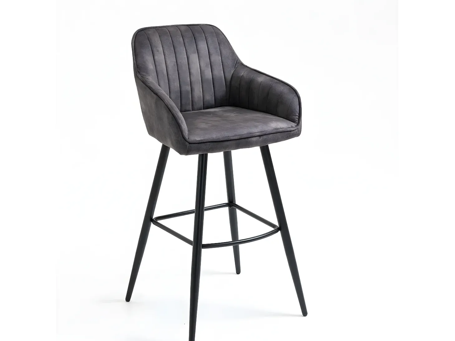 Conjunto de 2 bancos de bar - tecido e metal - antracite - BOND