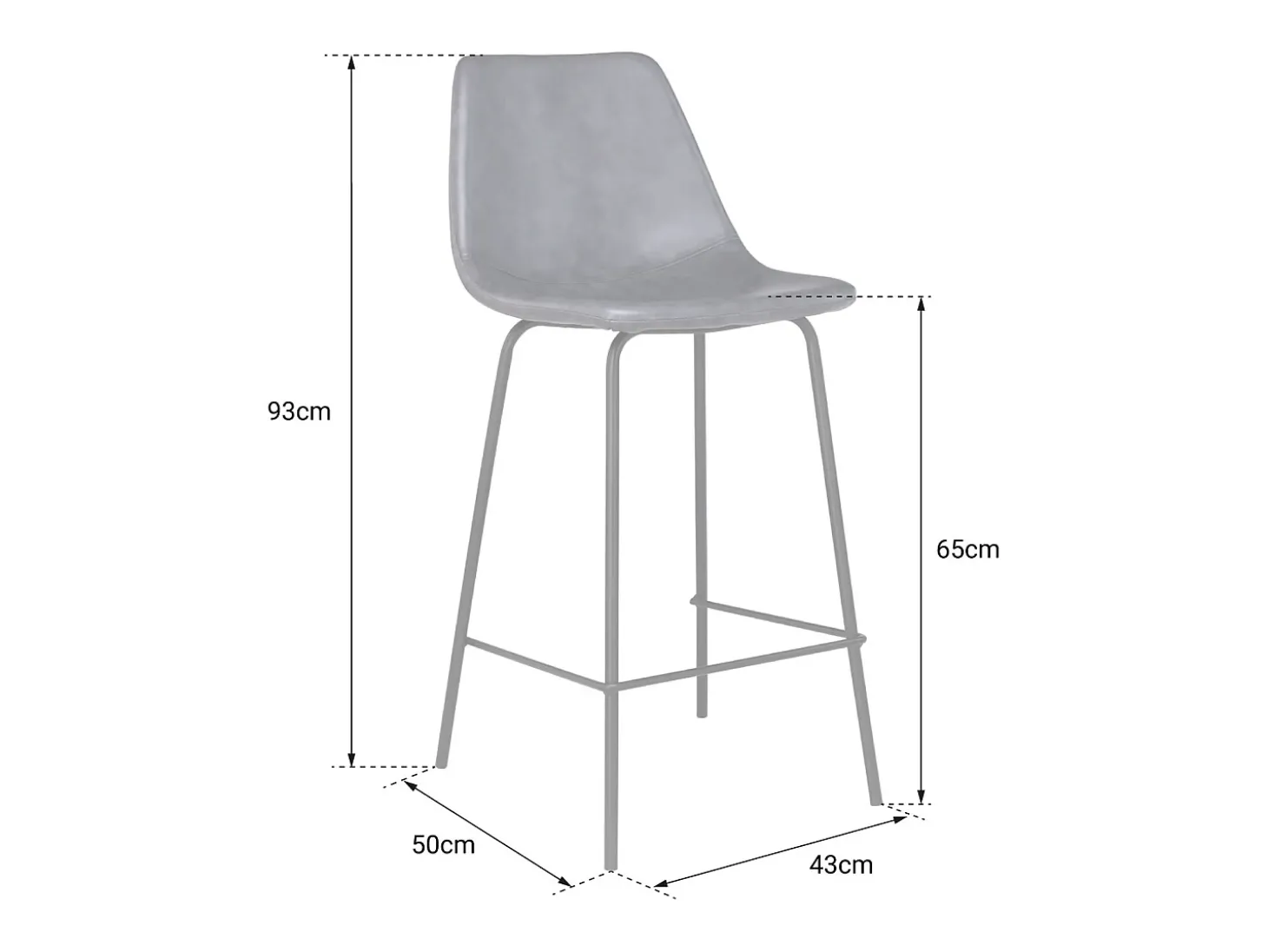 Conjunto de 2 bancos de barra LUCIEN vintage cinza escuro - Altura do assento 65cm