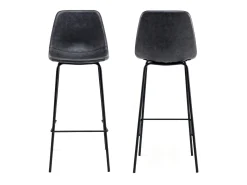 Conjunto de 2 bancos de bar LUCIEN vintage cinzento escuro - Altura do assento 75cm