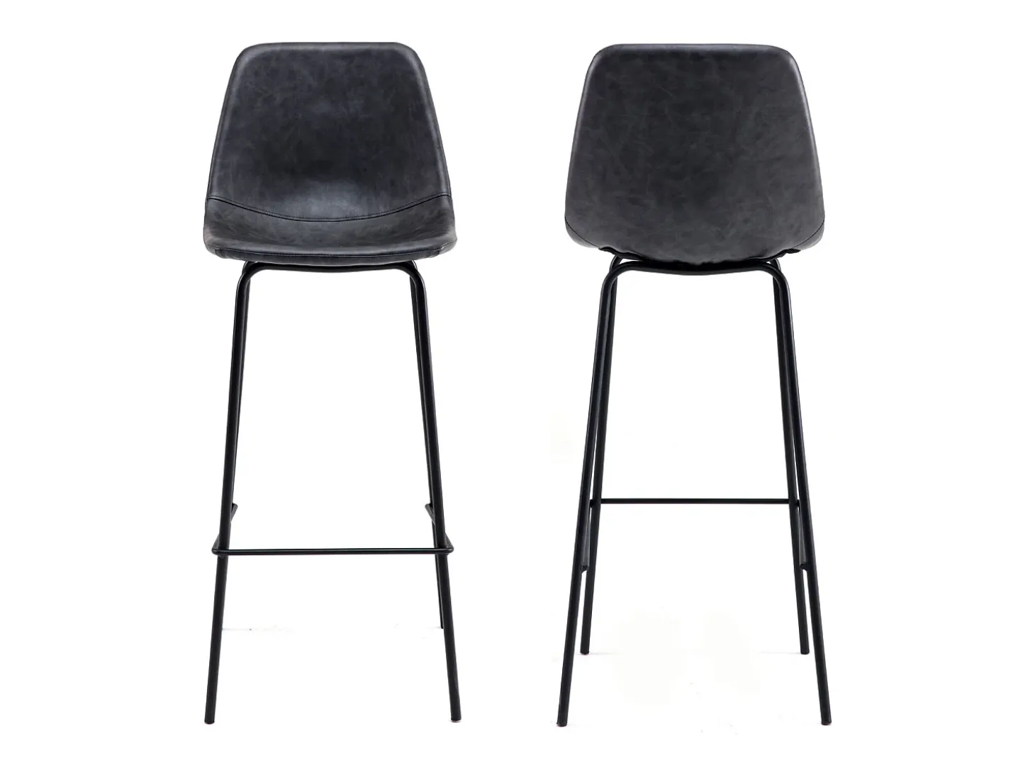 Conjunto de 2 bancos de bar LUCIEN vintage cinzento escuro - Altura do assento 75cm