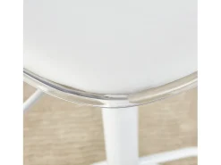 Conjunto de 2 bancos de bar com encostos transparentes - Altura ajustável - Pés em metal branco