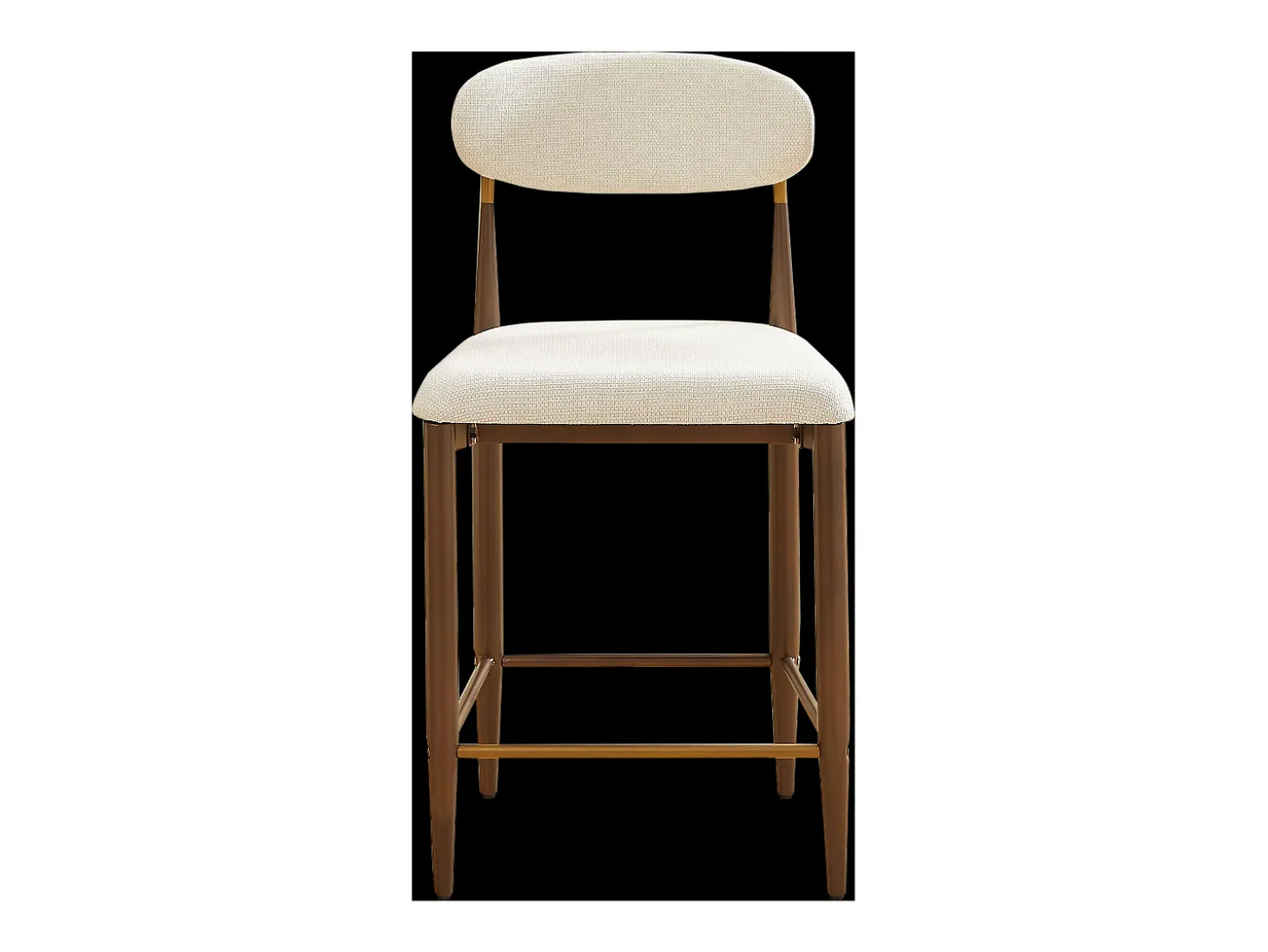 Conjunto de 2 bancos de bar, com 94 cm de altura - Estrutura em metal castanho e dourado - Tecido bege