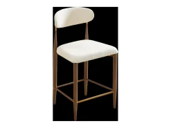 Conjunto de 2 bancos de bar, com 94 cm de altura - Estrutura em metal castanho e dourado - Tecido bege