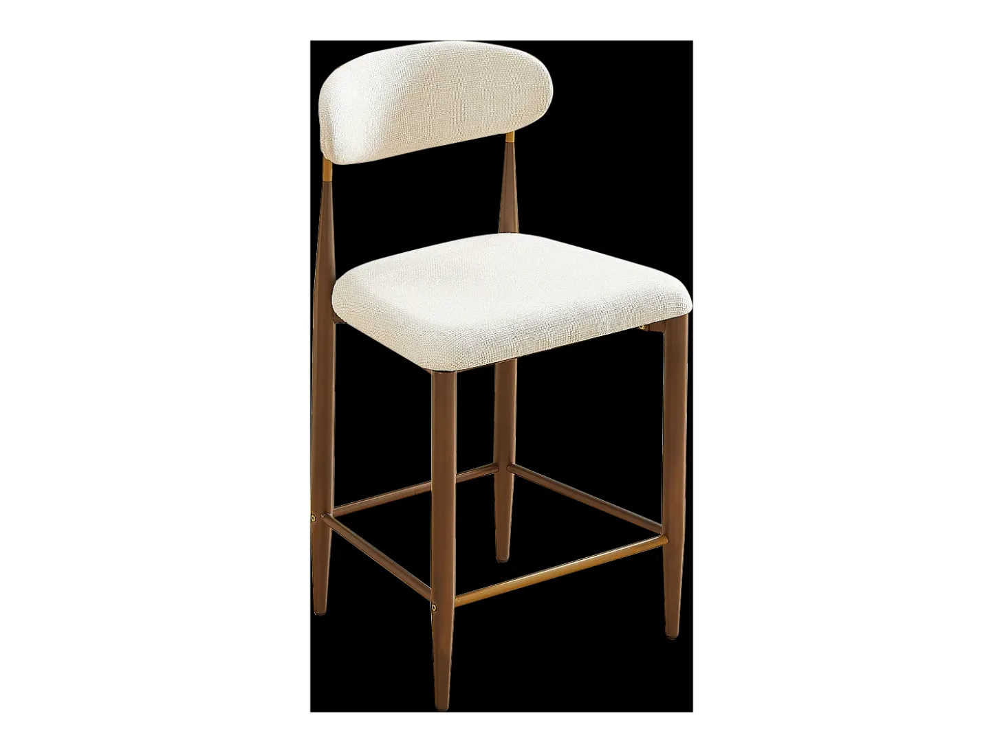 Conjunto de 2 bancos de bar, com 94 cm de altura - Estrutura em metal castanho e dourado - Tecido bege