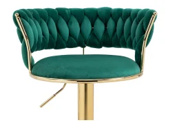 Conjunto de 2 bancos de bar giratórios de 360° e ajustáveis em altura com apoio para os pés, veludo, verde e prateado