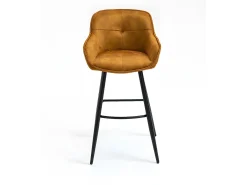 Conjunto de 2 bancos de bar - tecido e metal - amarelo escuro - SHERRY