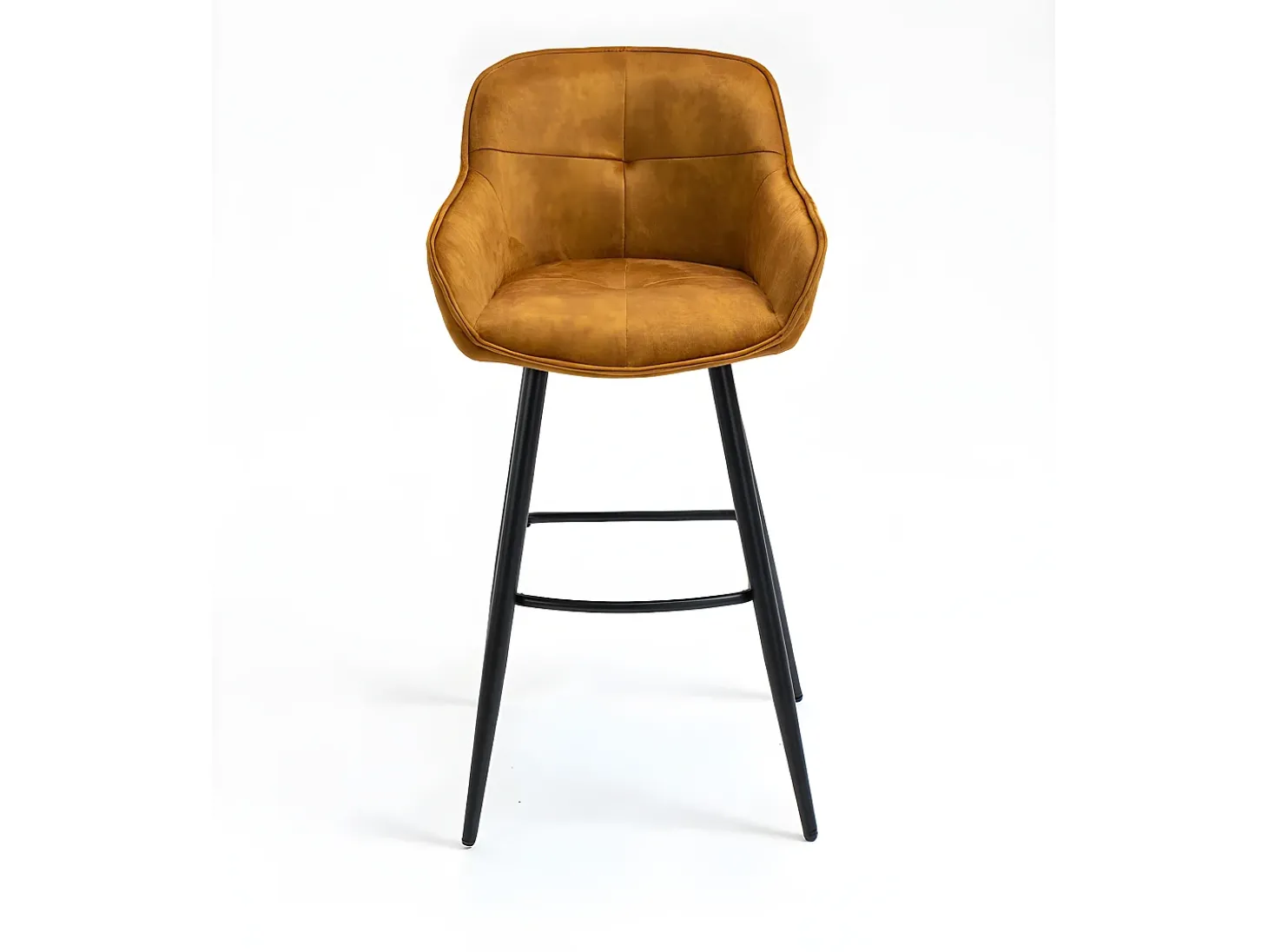Conjunto de 2 bancos de bar - tecido e metal - amarelo escuro - SHERRY
