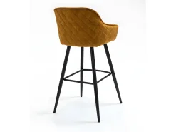 Conjunto de 2 bancos de bar - tecido e metal - amarelo escuro - SHERRY