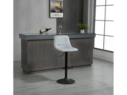 Conjunto de 2 bancos de bar, com altura regulável - tecido e metal - cinzento claro - TITUS