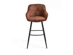 Conjunto de 2 bancos de bar - tecido e metal - castanho avermelhado - SHERRY