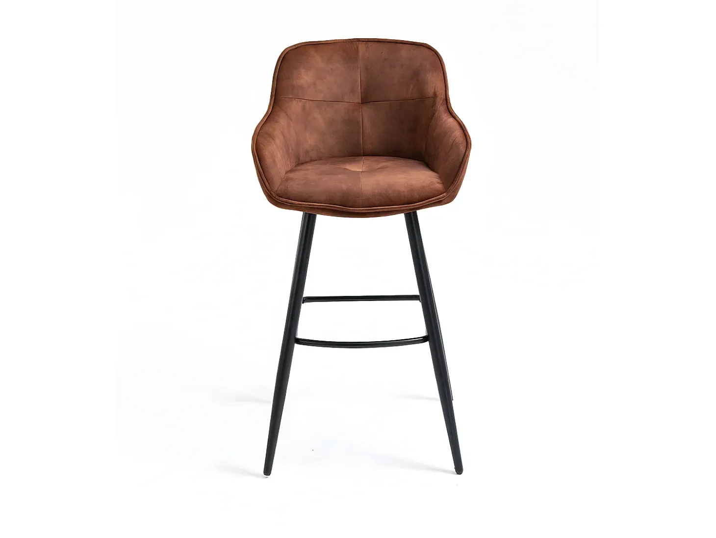 Conjunto de 2 bancos de bar - tecido e metal - castanho avermelhado - SHERRY