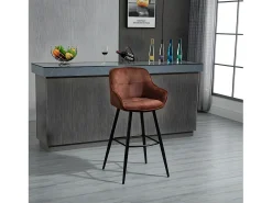 Conjunto de 2 bancos de bar - tecido e metal - castanho avermelhado - SHERRY