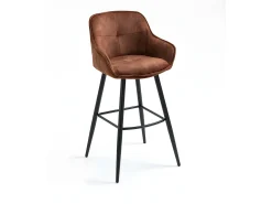 Conjunto de 2 bancos de bar - tecido e metal - castanho avermelhado - SHERRY
