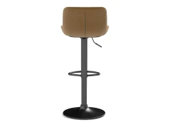 Conjunto de 4 bancos de bar castanhos, com altura regulável, em veludo e metal.