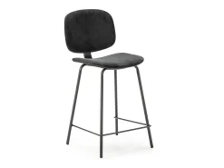 Conjunto de 2 bancos em veludo cotelê e metal preto 44x51 h98 cm