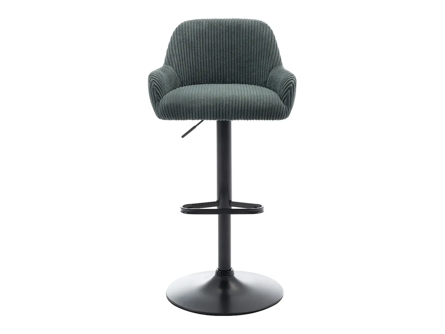 Conjunto de 2 bancos em veludo canelado e metal preto, altura regulável verde - LILIYA