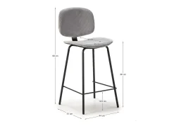 Conjunto de 2 bancos em veludo cotelê e metal preto 44x51 h98 cm