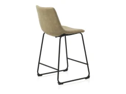 Conjunto de 2 bancos estofados de cor creme com pernas de metal preto