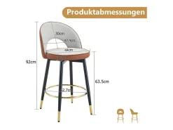Conjunto de 2 bancos giratórios em pele sintética PU - Almofadas de assento em cinzento claro e castanho