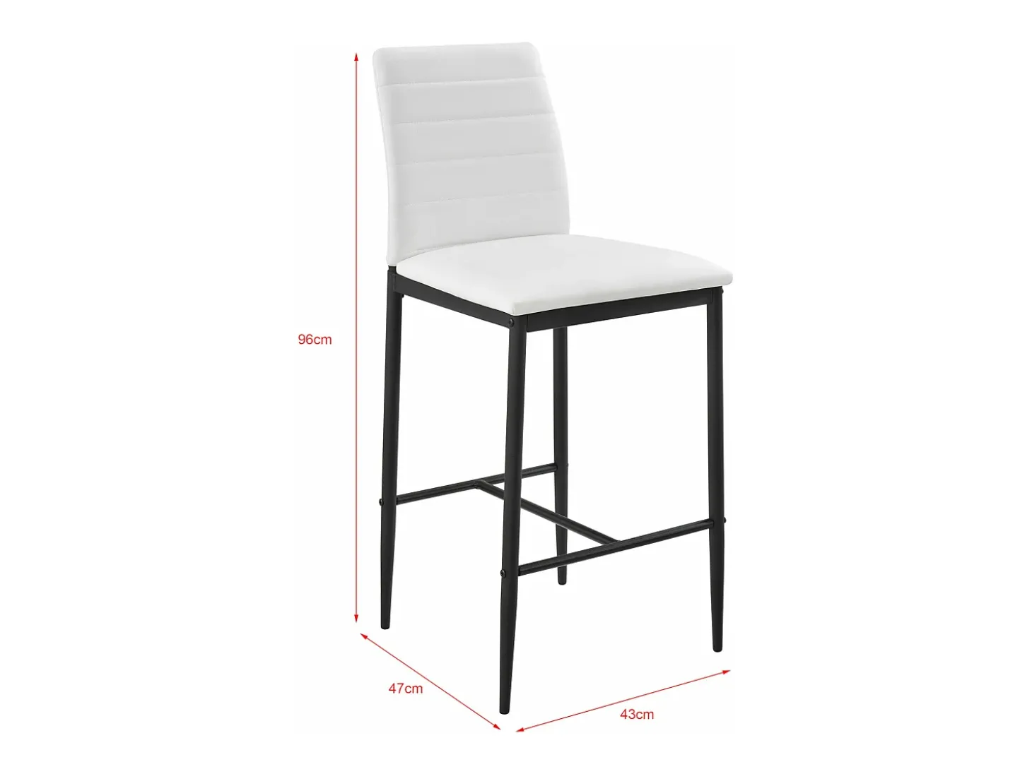 Conjunto de 2 bancos para cadeiras altas com pernas de aço e altura 66 cm branco preto 03_0005786/2