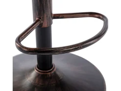Conjunto de 2 banquetas ajustáveis - Estrutura em metal e encosto em rattan - Almofada em linho bege
