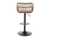 Conjunto de 2 banquetas ajustáveis ​​- Estrutura em metal e encosto em rattan - Almofada em linho bege