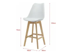 Conjunto de 4 banquetas de bar em plástico sintético acabamento em faia 105 x 48 x 58 cm branco 03_0008716