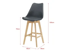 Conjunto de 6 banquetas de bar em plástico sintético acabamento em faia 105 x 48 x 58 cm cinza 03_0008726