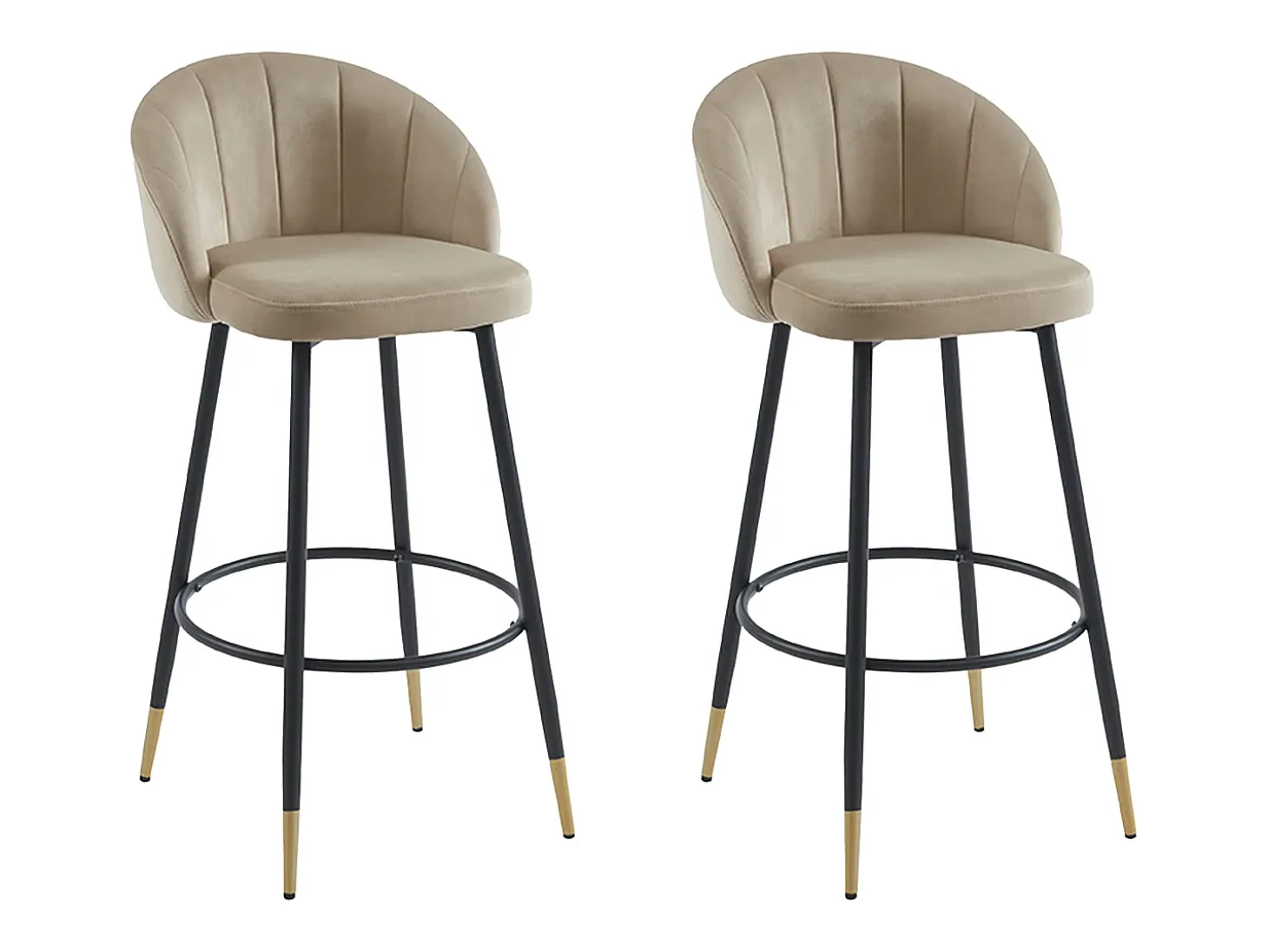 Conjunto de 2 banquetas de bar em veludo e metal - Bege - ELIRAM